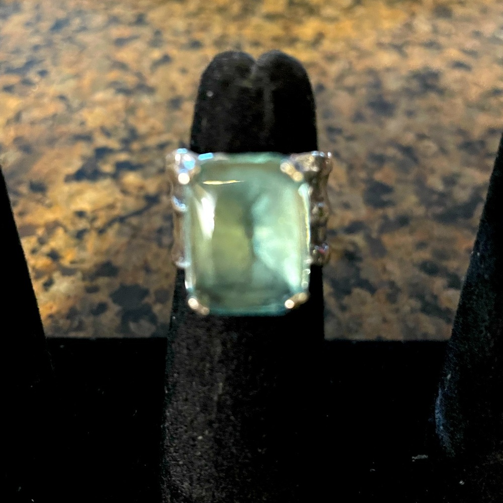 Sterling Silver Hammered & Blue Aquamarine Silpada Ring